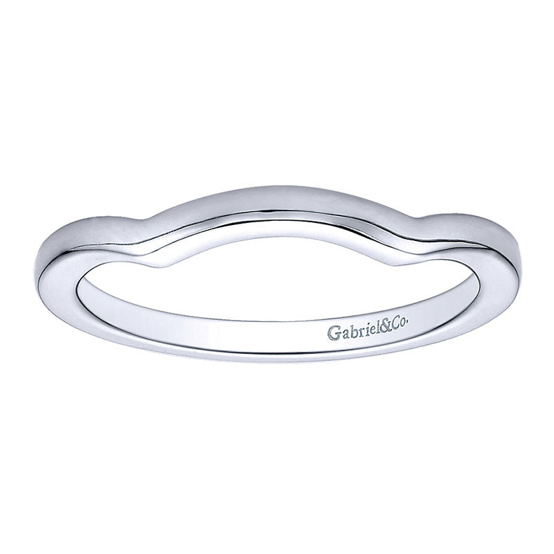 Wedding Band 14k White Gold Curved