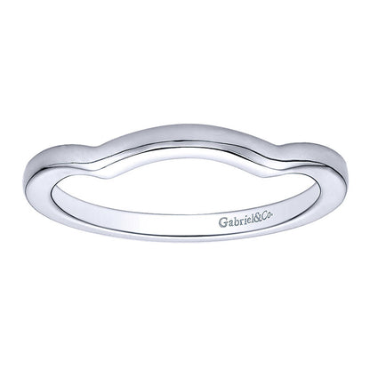 Wedding Band 14k White Gold Curved