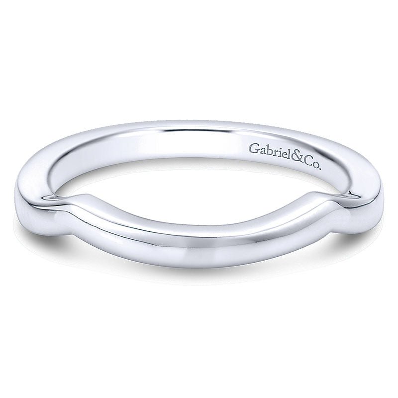 Wedding Band 14k White Gold Curved