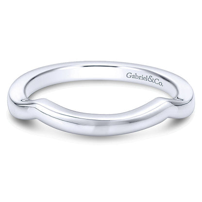 Wedding Band 14k White Gold Curved