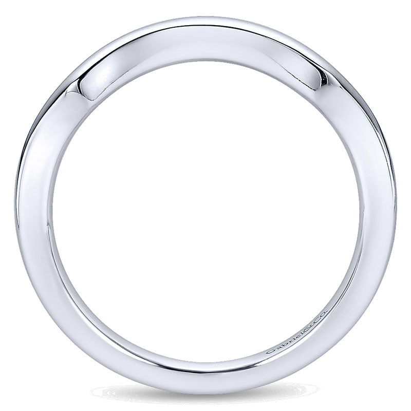 Wedding Band 14k White Gold Curved