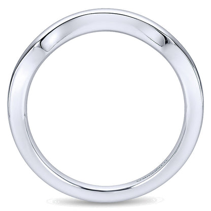 Wedding Band 14k White Gold Curved