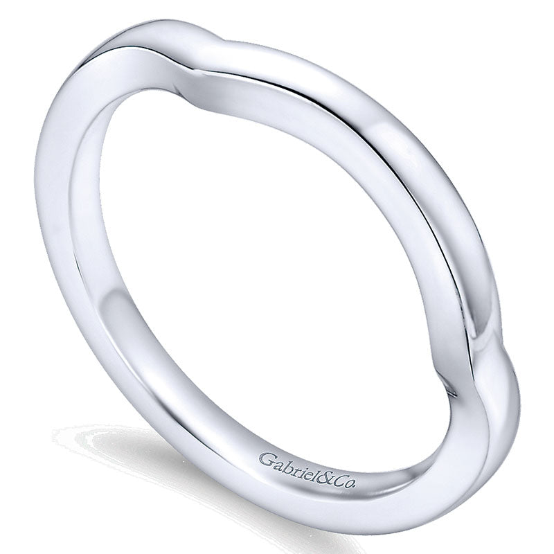 Wedding Band 14k White Gold Curved