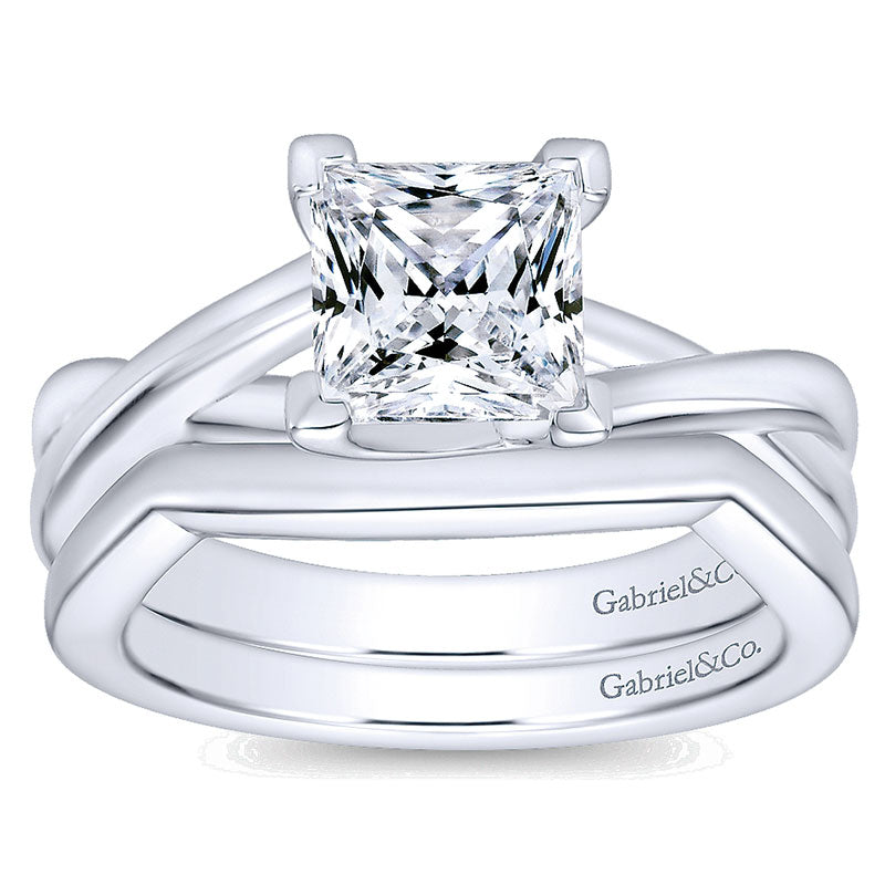 Wedding Band 14k White Gold Curved