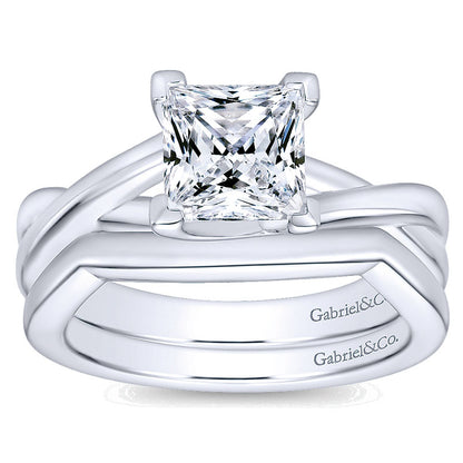 Wedding Band 14k White Gold Curved