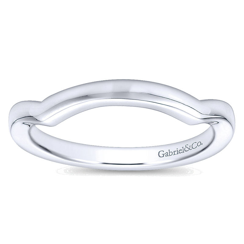 Wedding Band 14k White Gold Curved