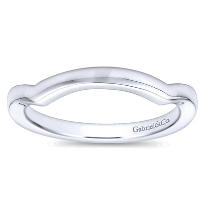 Wedding Band 14k White Gold Curved