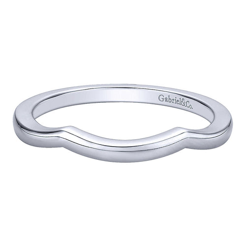 Wedding Band 14k White Gold Curved