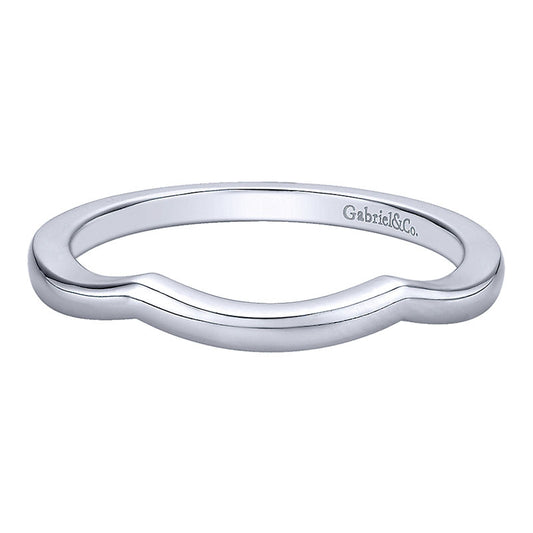 Wedding Band 14k White Gold Curved