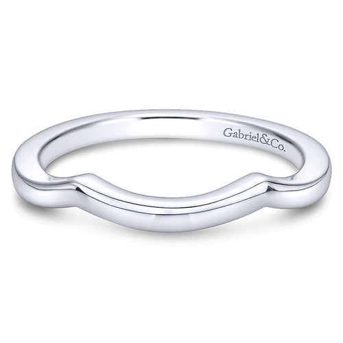 Wedding Band 14k White Gold Curved