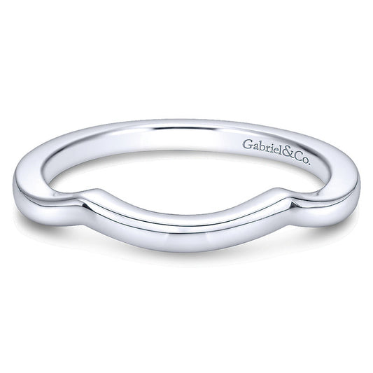 Wedding Band 14k White Gold Curved
