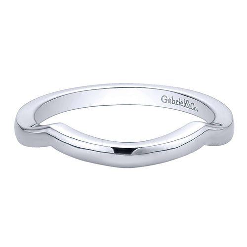 Wedding Band 14k White Gold Curved