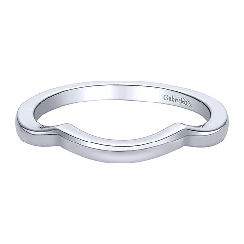Wedding Band 14k White Gold Curved