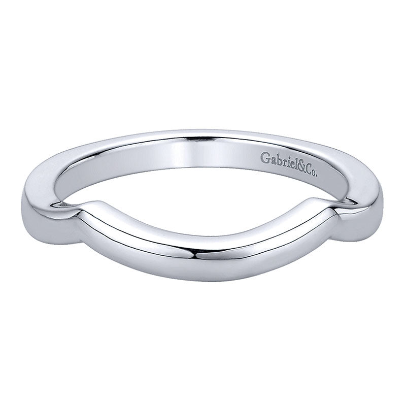 Wedding Band 14k White Gold Curved