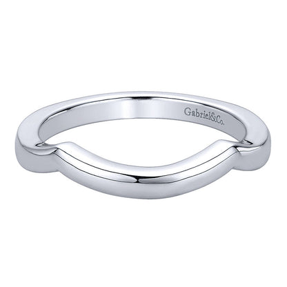 Wedding Band 14k White Gold Curved