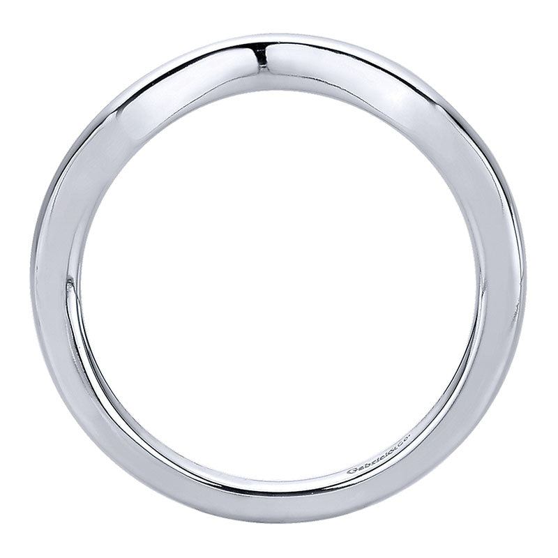 Wedding Band 14k White Gold Curved