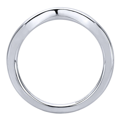 Wedding Band 14k White Gold Curved
