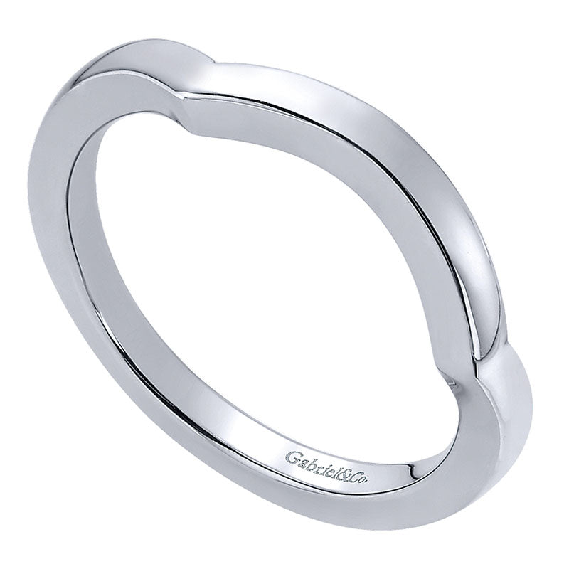 Wedding Band 14k White Gold Curved