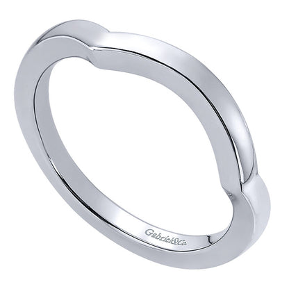 Wedding Band 14k White Gold Curved