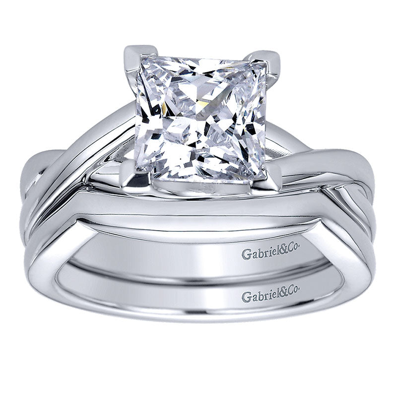 Wedding Band 14k White Gold Curved