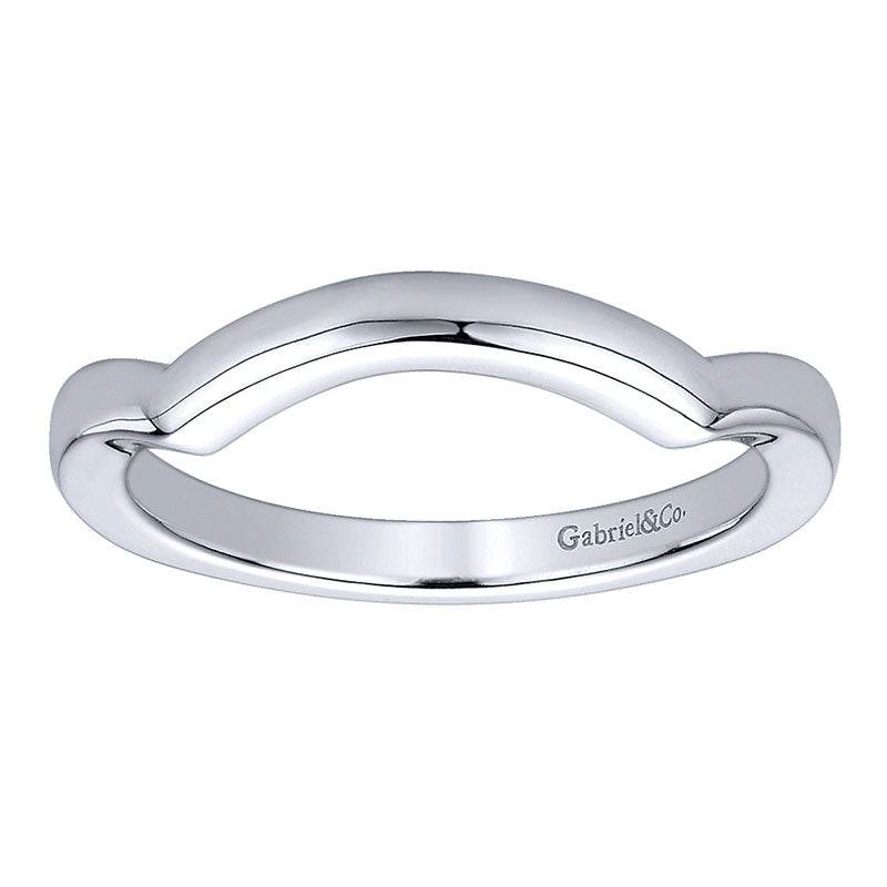 Wedding Band 14k White Gold Curved