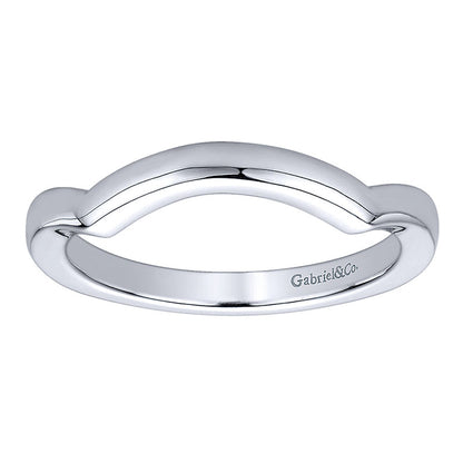 Wedding Band 14k White Gold Curved
