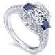 14K White Gold Diamond ANd SApphire 3 Stones 14K White Gold Engagement Ring ER12577R4W44SA