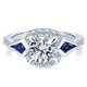 14K White Gold Diamond ANd SApphire 3 Stones Halo 14K White Gold Engagement Ring ER12127R4W44SA