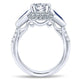 14K White Gold Diamond ANd SApphire 3 Stones Halo 14K White Gold Engagement Ring ER12127R4W44SA