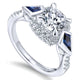 14K White Gold Diamond ANd SApphire 3 Stones Halo 14K White Gold Engagement Ring ER12127R4W44SA