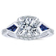 14K White Gold Diamond ANd SApphire 3 Stones Halo 14K White Gold Engagement Ring ER12127R4W44SA