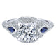 14K White Gold Diamond ANd SApphire 3 Stones Halo 14K White Gold Engagement Ring ER12583R4W44SA