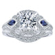 14K White Gold Diamond ANd SApphire 3 Stones Halo 14K White Gold Engagement Ring ER12583R4W44SA