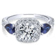 14K White Gold Diamond ANd SApphire 3 Stones Halo 14K White Gold Engagement Ring ER12617R4W44SA