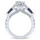 14K White Gold Diamond ANd SApphire 3 Stones Halo 14K White Gold Engagement Ring ER12617R4W44SA