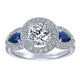 Engagement Ring 14k White Gold Diamond And Sapphire 3 Stones Halo