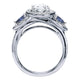 Engagement Ring 14k White Gold Diamond And Sapphire 3 Stones Halo
