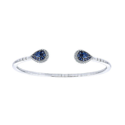 14k White Gold Diamond And Sapphire Bangle