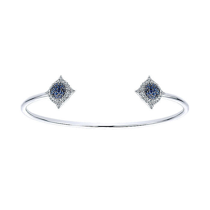 14k White Gold Diamond And Sapphire Bangle