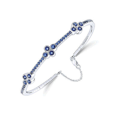 14k White Gold Diamond And Sapphire Bangle