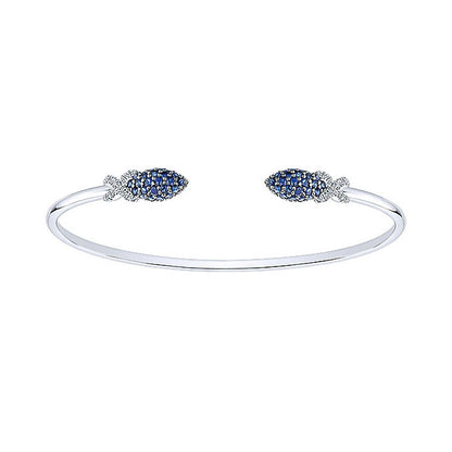 14k White Gold Diamond And Sapphire Bangle