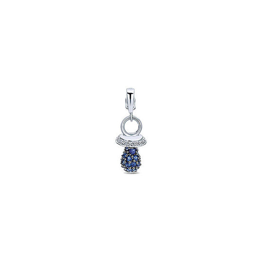 14k White Gold Diamond And Sapphire Charm Pendant