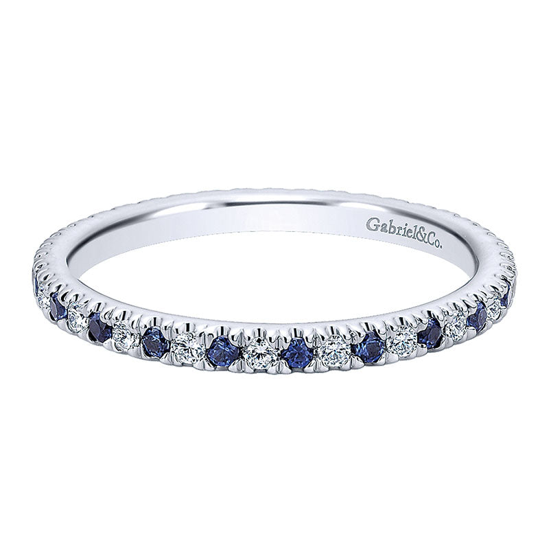 14K W Gold Dia/SApp Eternity Band 14K White Gold ANniversary Band AN11357-6W44SA