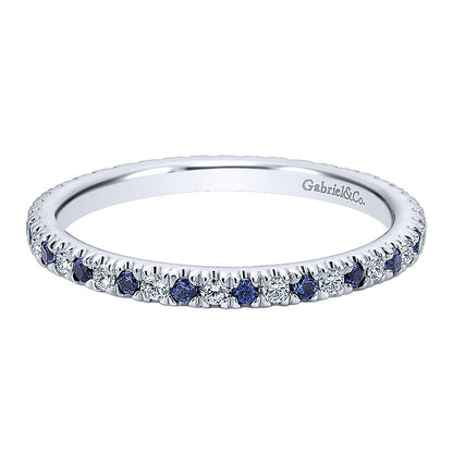 14K W Gold Dia/SApp Eternity Band 14K White Gold ANniversary Band AN11357-6W44SA