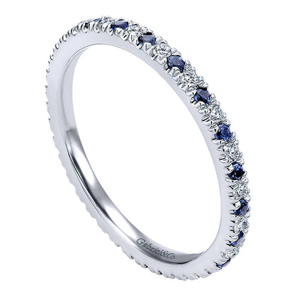 14K W Gold Dia/SApp Eternity Band 14K White Gold ANniversary Band AN11357-6W44SA