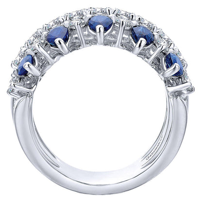 Anniversary Band 14k White Gold Diamond And Sapphire Fancy