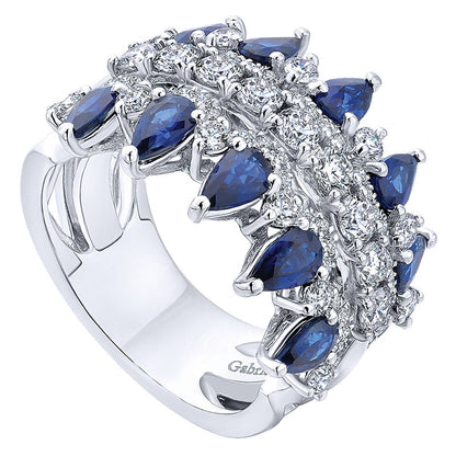 Anniversary Band 14k White Gold Diamond And Sapphire Fancy