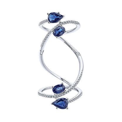 14k White Gold Diamond And Sapphire Fashion Ladies' Ring