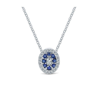 14k White Gold Diamond And Sapphire Fashion Necklace