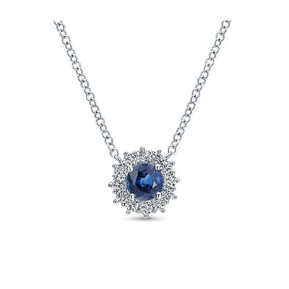 14k White Gold Diamond And Sapphire Fashion Necklace